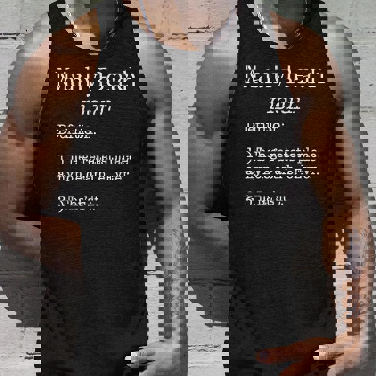 Manly Beachのお土産面白い偽の定義のデザイン タンクトップ 彼への贈り物