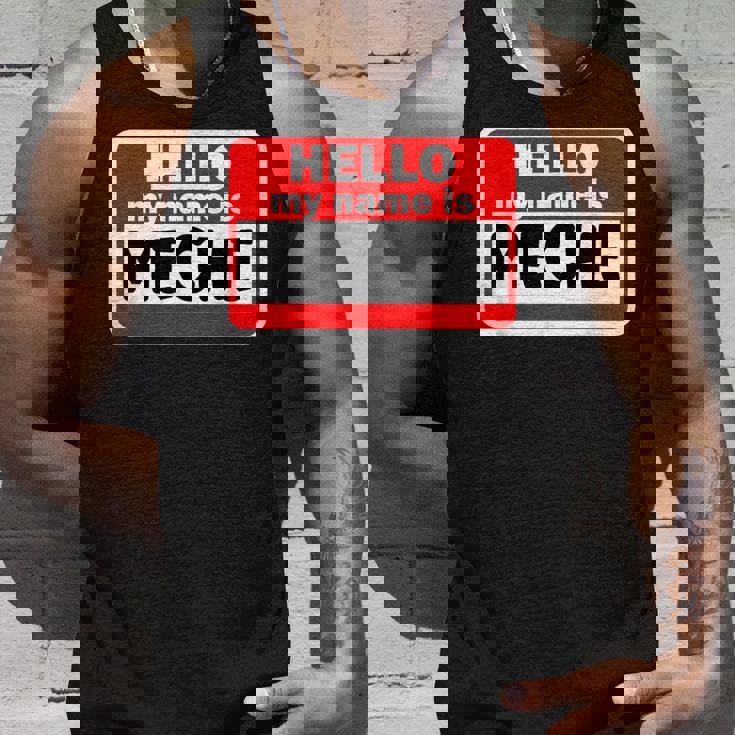 Meche Hello Hi My Name Is ネームオン カスタム タンクトップ 彼への贈り物