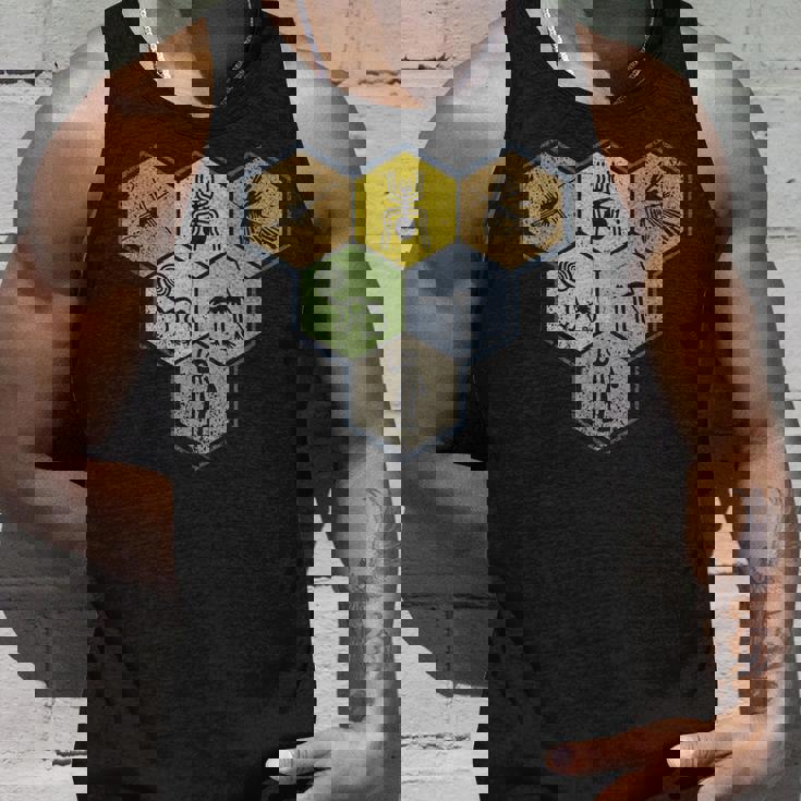 Nazca Linesナスカラインズ レトロなクモ 猿 宇宙人 鳥 六角形 タンクトップ 彼への贈り物