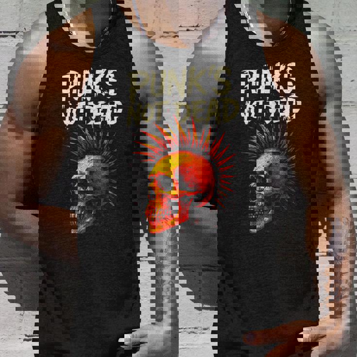 Punk's NOT Dead Punk Skull Art Mohawk Tank Top Tank Top Gifts for Him