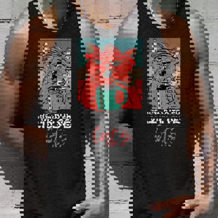 Rad Techは猫、放射線ヴィンテージ猫おもしろさんを愛しています タンクトップ 彼への贈り物