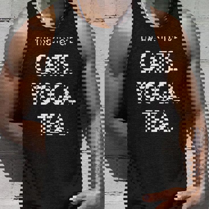 Things I Love Cats Yoga Tea Fun Cat ヨガtシャツ タンクトップ 彼への贈り物