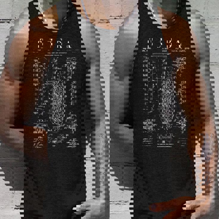 Tuba ビンテージ 特許 チュービスト 図面 プリント タンクトップ 彼への贈り物