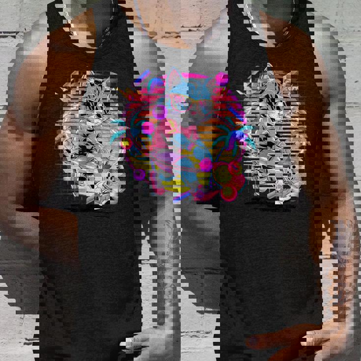 Vaporwave 猫 ピックルボール プレーヤー 80年代 レトロ 美学 タンクトップ 彼への贈り物