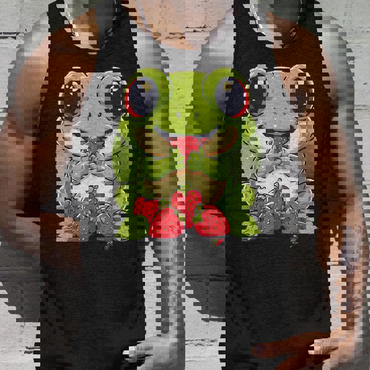 いちごカエル 図面 アートワーク いちご 動物 アート タンクトップ 彼への贈り物