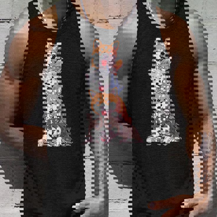 かわいい秋田犬が重ねて重ねられています タンクトップ 彼への贈り物