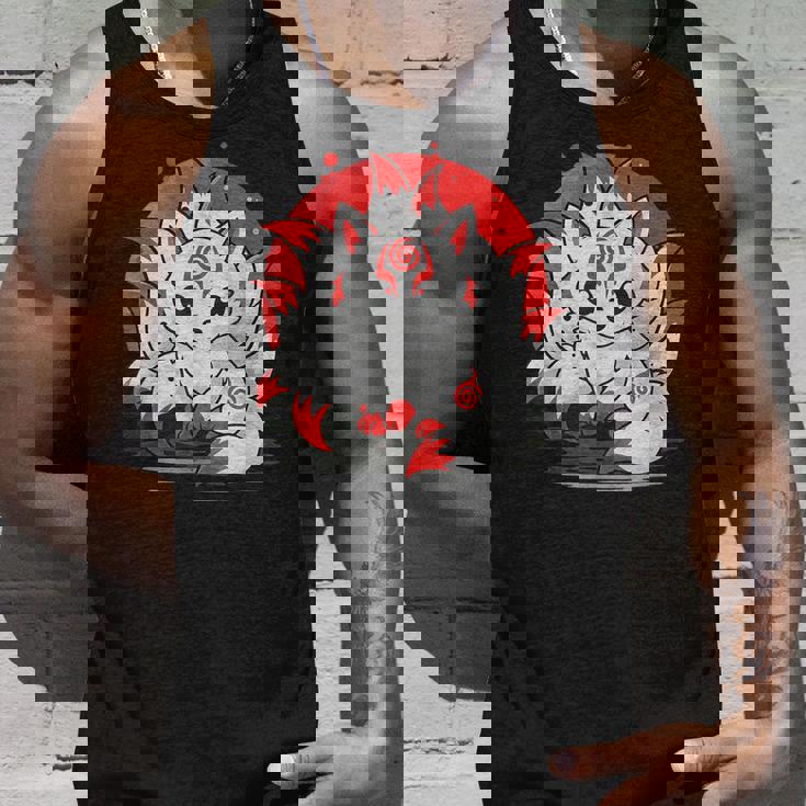 きつね 笑う キツネ 九尾 神話 動物 タンクトップ 彼への贈り物