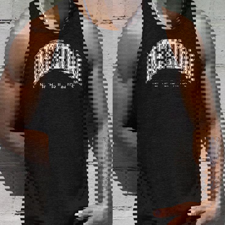 アムステルダム オランダ 代表チームスタイル ホワイトテキスト タンクトップ 彼への贈り物