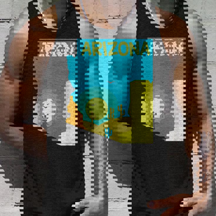 アリゾナ州の地図、モダンな抽象的なアリゾナ砂漠、サボテン タンクトップ 彼への贈り物