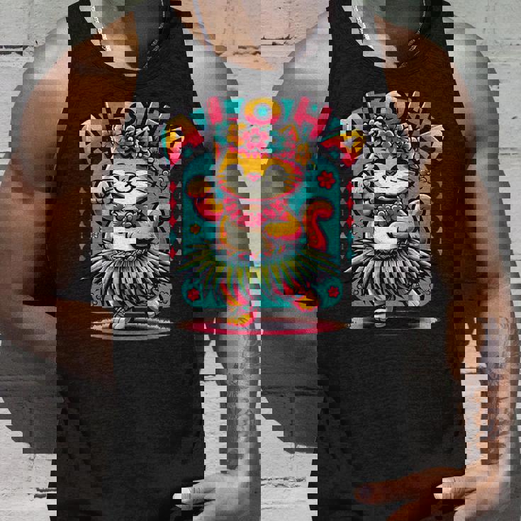 アロハ ハワイ ハワイアン フラダンス キャット シャツ 猫好き フラ 長袖tシャツ タンクトップ 彼への贈り物