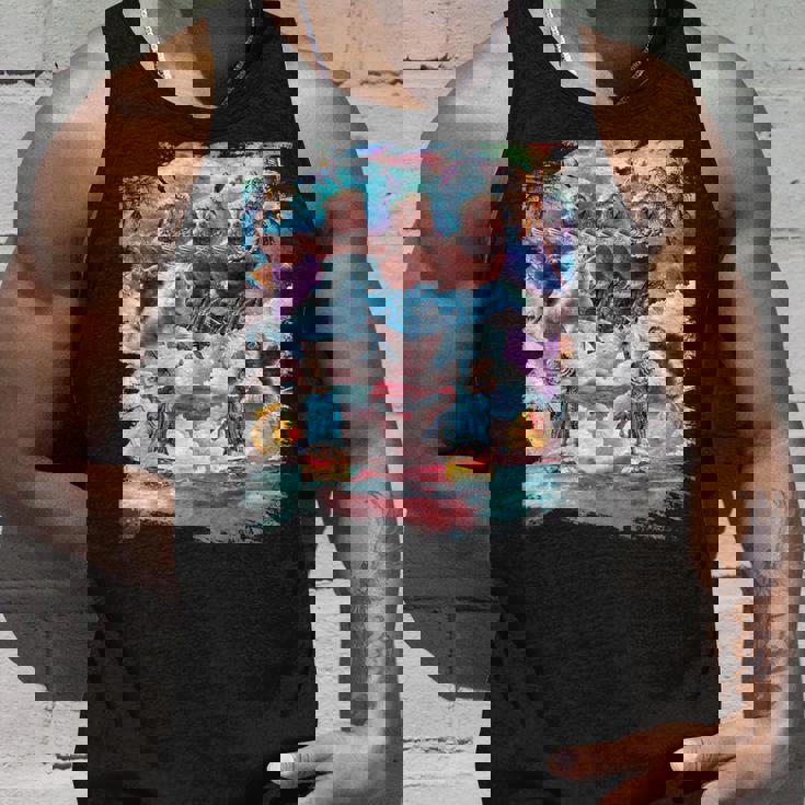 アロハ バーガー 猫 & ピザ ナマケモノ ユニコーン タンクトップ 彼への贈り物