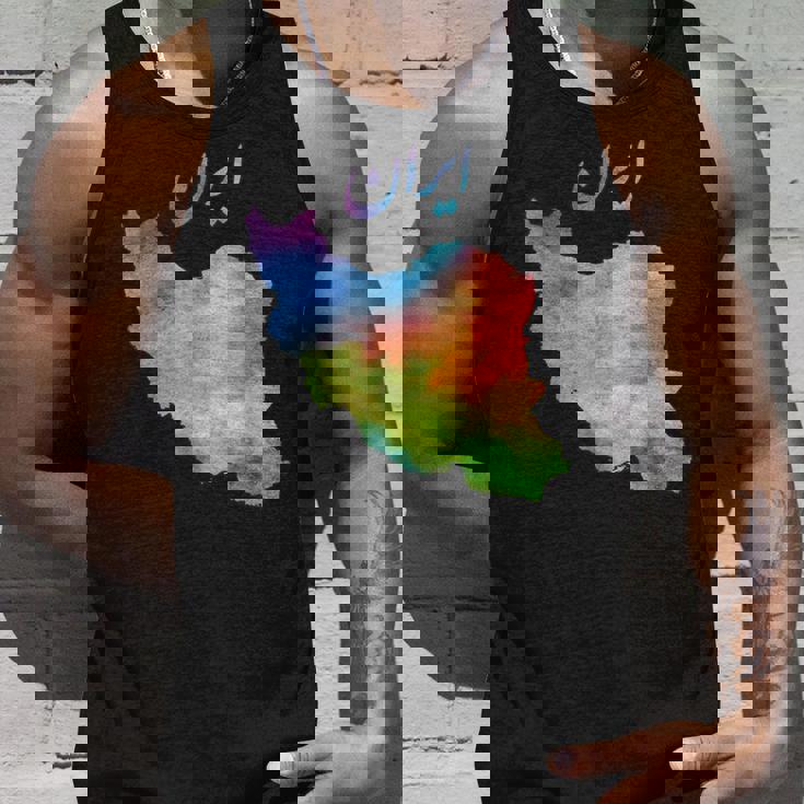 イランの地図 イランのカラフルな地図 水彩イラスト タンクトップ 彼への贈り物