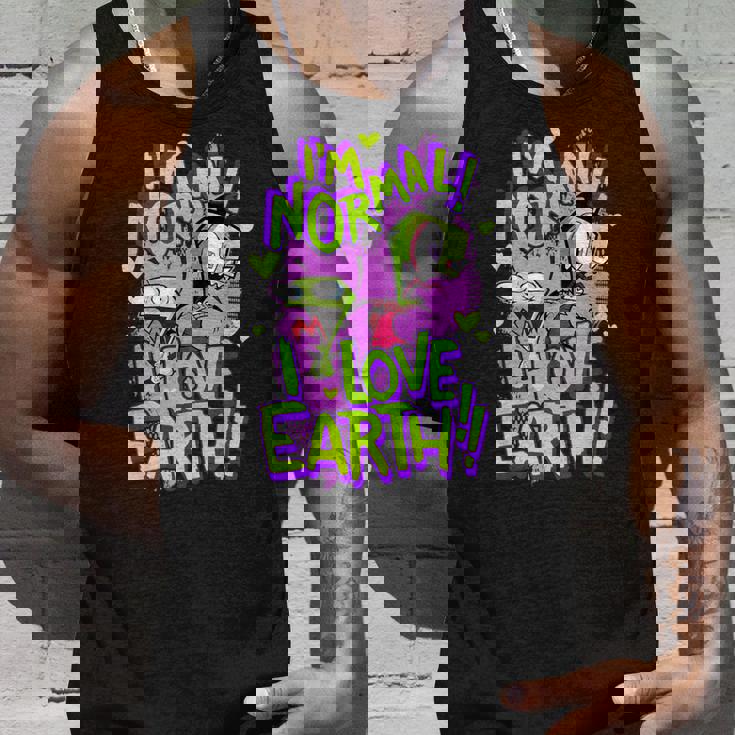インベーダージムアイムノーマルアイラブアースデイ タンクトップ 彼への贈り物