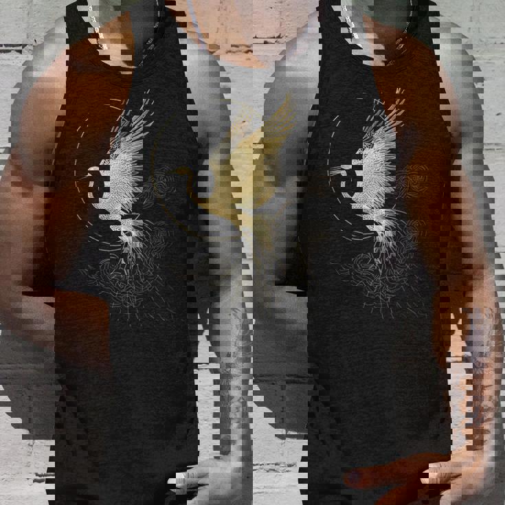 エレガントな鶴 アールデコ デザイン 優雅な鳥 タンクトップ 彼への贈り物