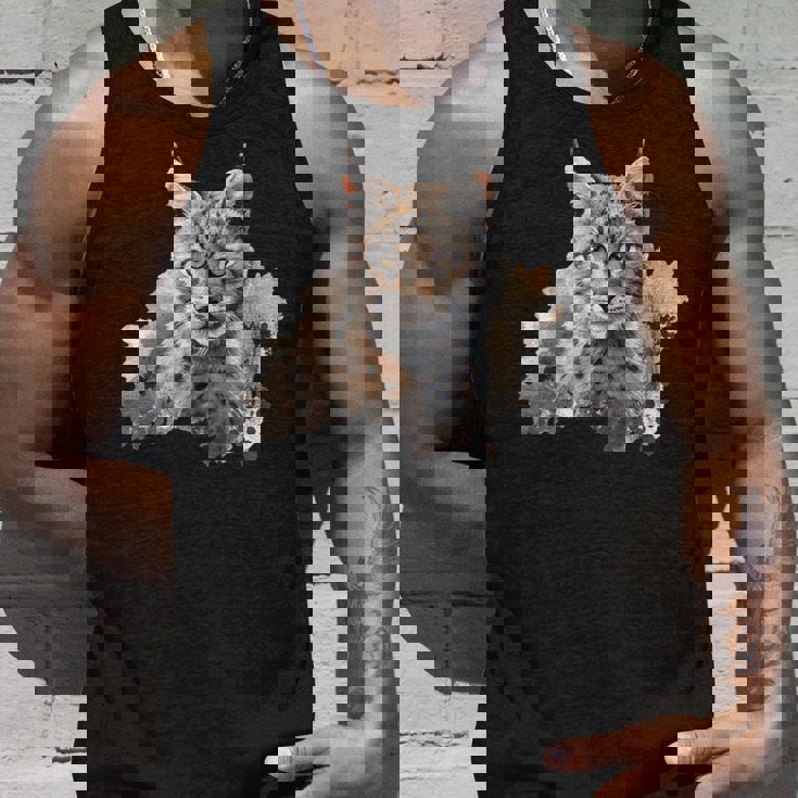 オイル スケッチ ワイルドライフ ボブキャット オレンジ ボブキャット タンクトップ 彼への贈り物