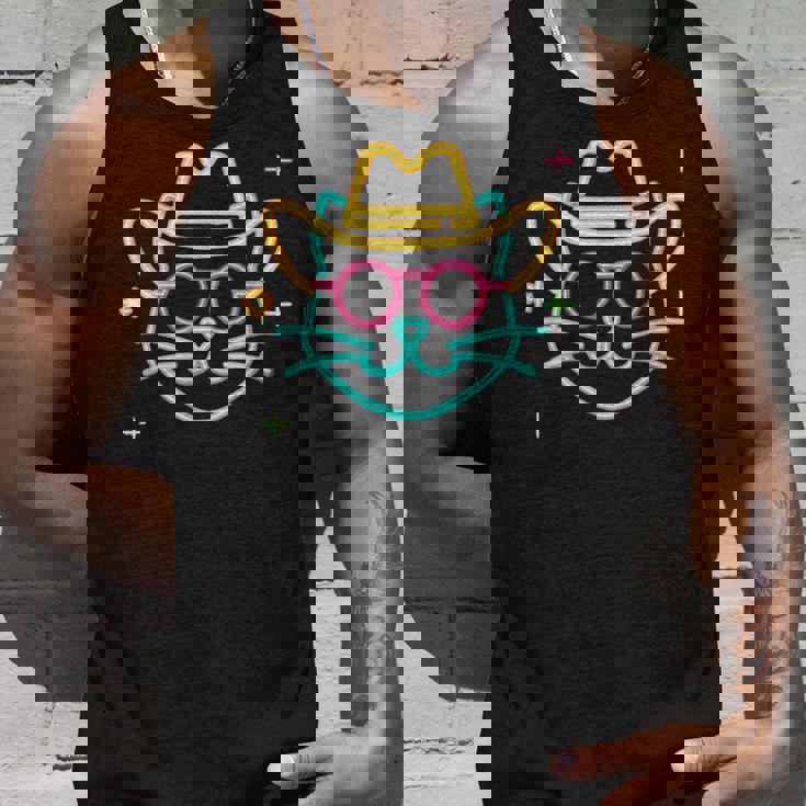 カウボーイ 猫 顔 ラウンド サングラス ウェスタン グラフィック ピンク アニマル タンクトップ 彼への贈り物