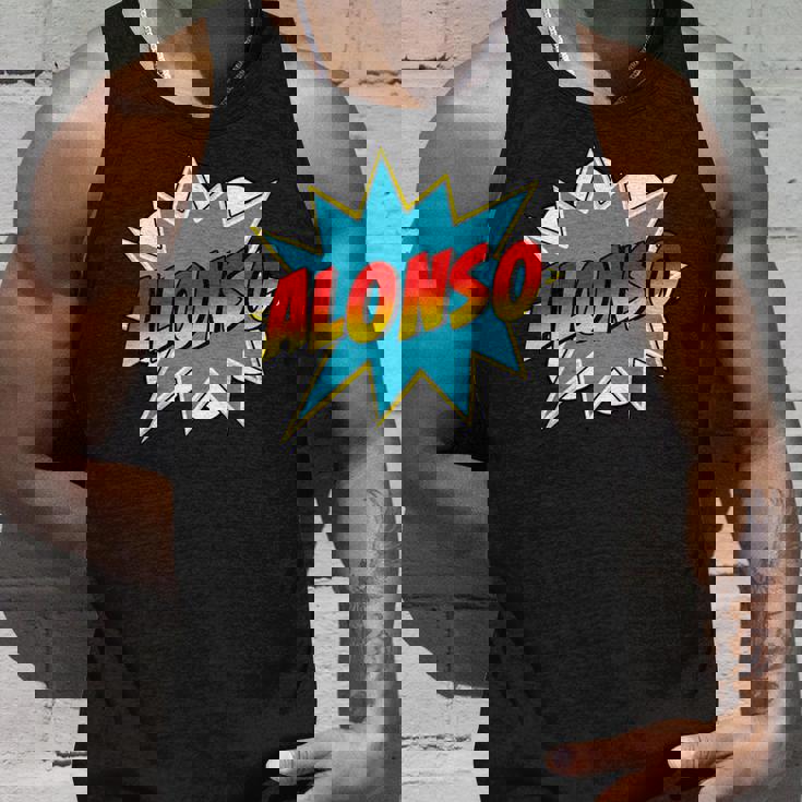 キッズ 男の子 アロンソ 名前 コミック 本 スーパーヒーロー タンクトップ 彼への贈り物