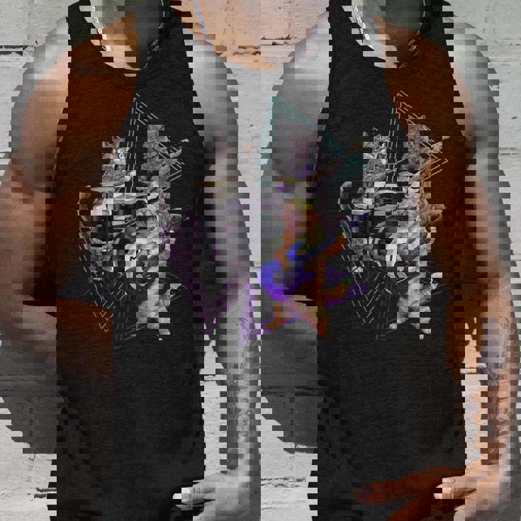 キャットバンド-ベース、ギター、ドラムセットのロックキティ タンクトップ 彼への贈り物