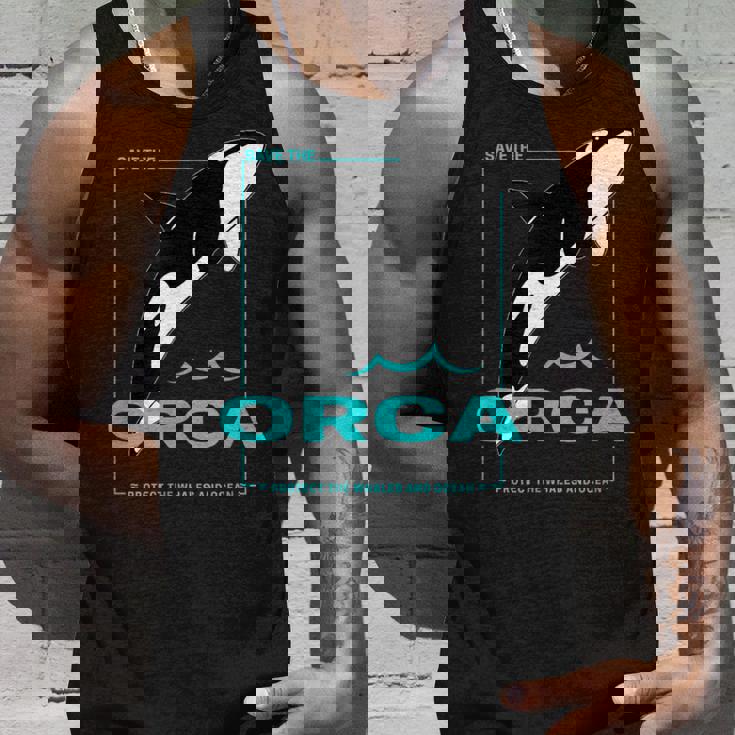 クジラと海を守るシャチ レトロなシャチのデザイン タンクトップ 彼への贈り物