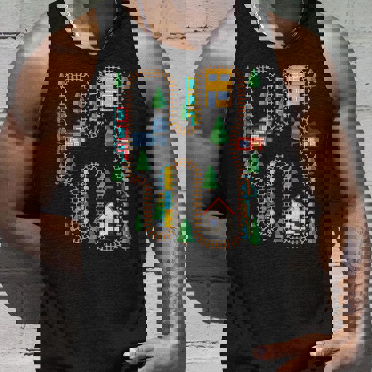 クールなプレイマット 電車線路 かわいい機関車 幼児 タンクトップ 彼への贈り物