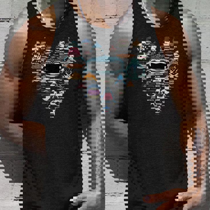 サメの識別 サメの顔 サメのハート 長袖tシャツ タンクトップ 彼への贈り物