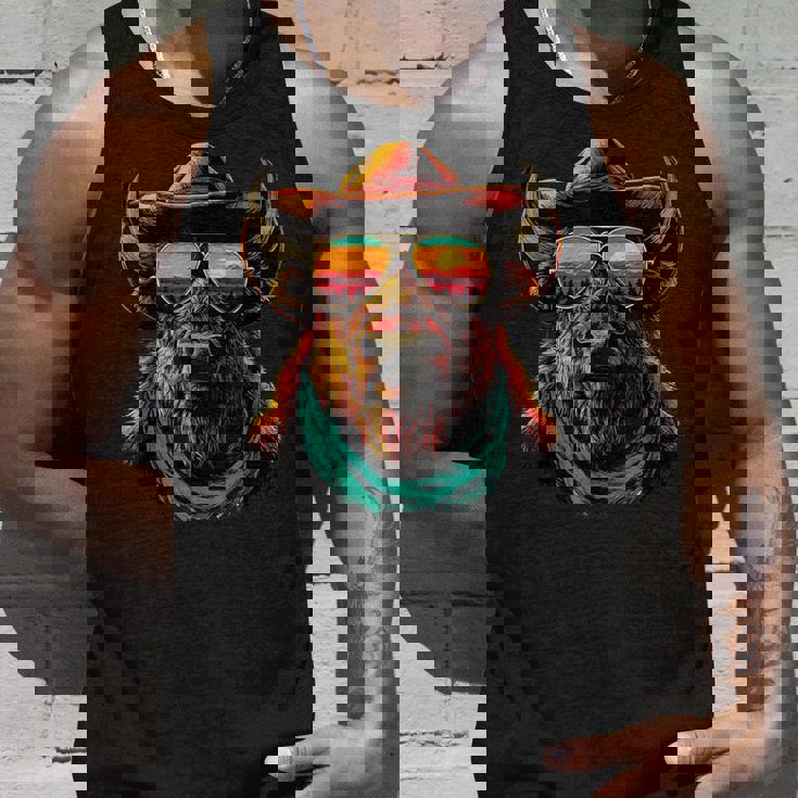 サングラス カラフル バイソン カウボーイ 動物 夕日 ウエスタン タンクトップ 彼への贈り物