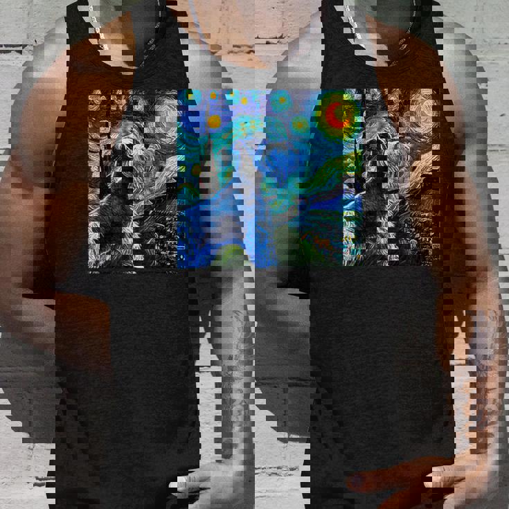 シュナウザー 面白いtシャツ 犬 ゴッホ 星月夜 かわいい メンズ 子供 おもしろ 服 グッズ ネタ タンクトップ 彼への贈り物