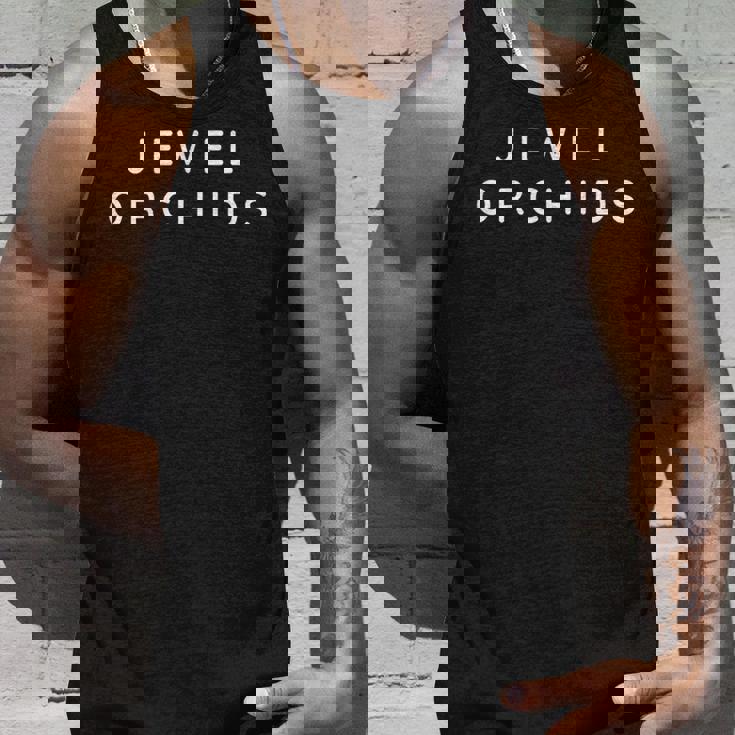 ジュエルオーキッドフラワージュエルランフラワーモダンフォント タンクトップ 彼への贈り物