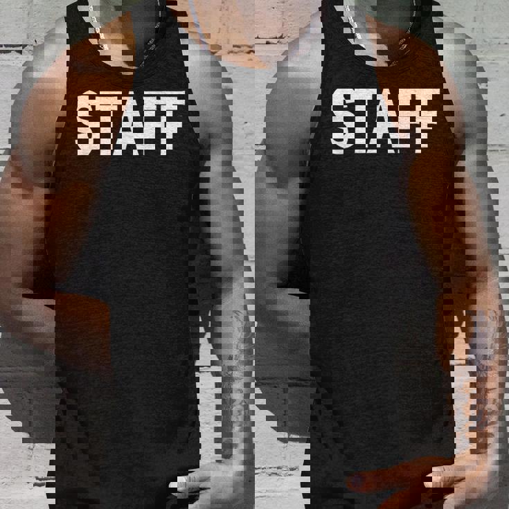 スタッフtaff ユニフォーム（ホワイト 白）【ワーク・イベント】係員・警備 衣装 文字 タンクトップ 彼への贈り物