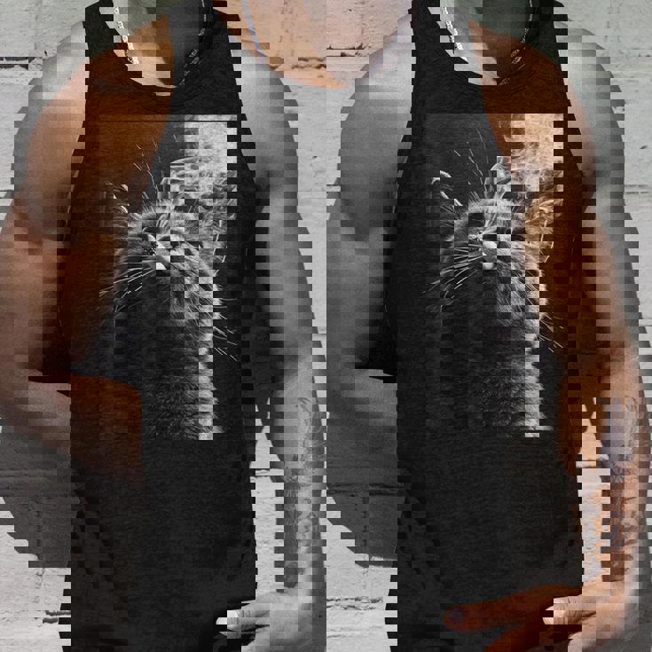 スモーキング 猫 ミーム 大人 ユーモア ノベルティ グラフィック タンクトップ 彼への贈り物