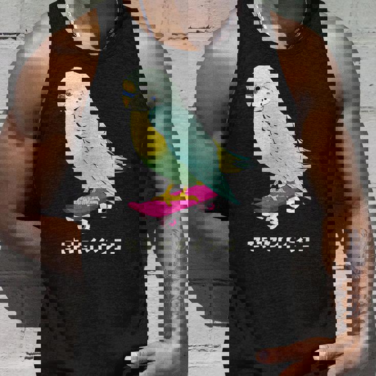 セキセイインコ インコ 鳥 スケートボード かわいい イラスト 手書き セキセイインコ好き 鳥好き おもしろ タンクトップ 彼への贈り物