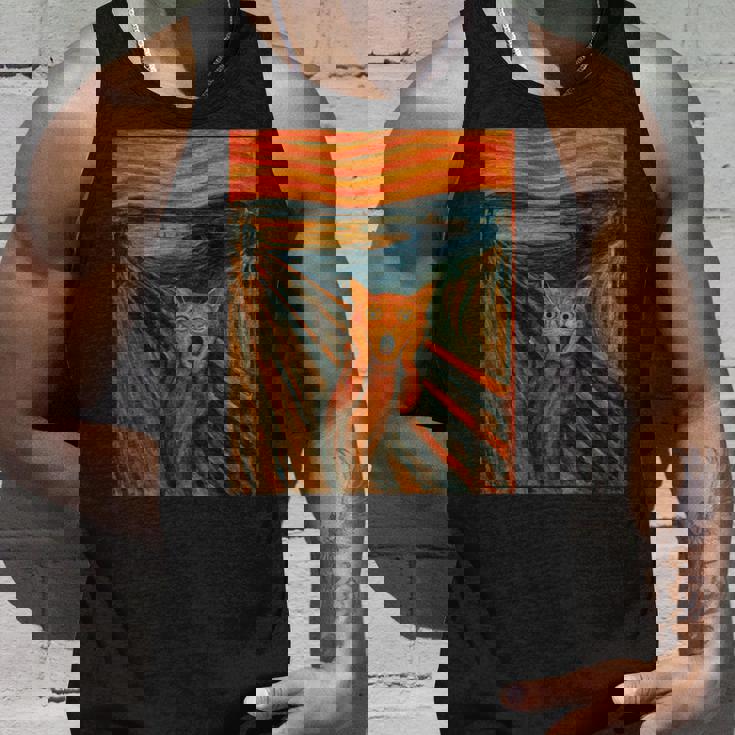 ニャンコの叫び 面白い 猫 ムンクの叫び パロディ おもしろ 服 おもしろグッズ ネタ 長袖tシャツ タンクトップ 彼への贈り物