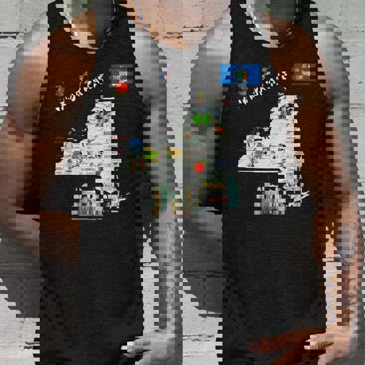 ニューヨーク州地図 観光地 都市 旗 タンクトップ 彼への贈り物