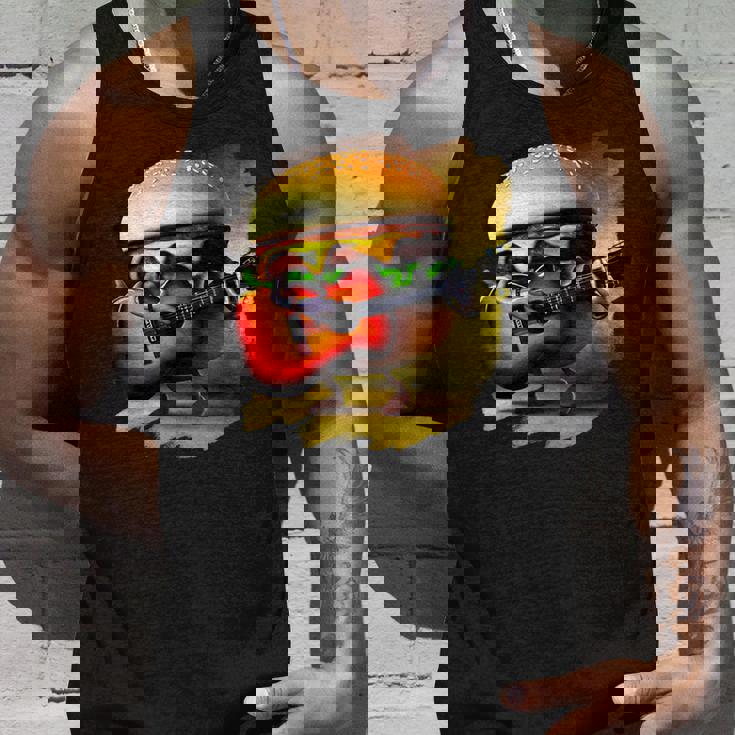 ハンバーガー 演奏 ギター ギタリスト ファニー ファーストフード ハンバーガー タンクトップ 彼への贈り物