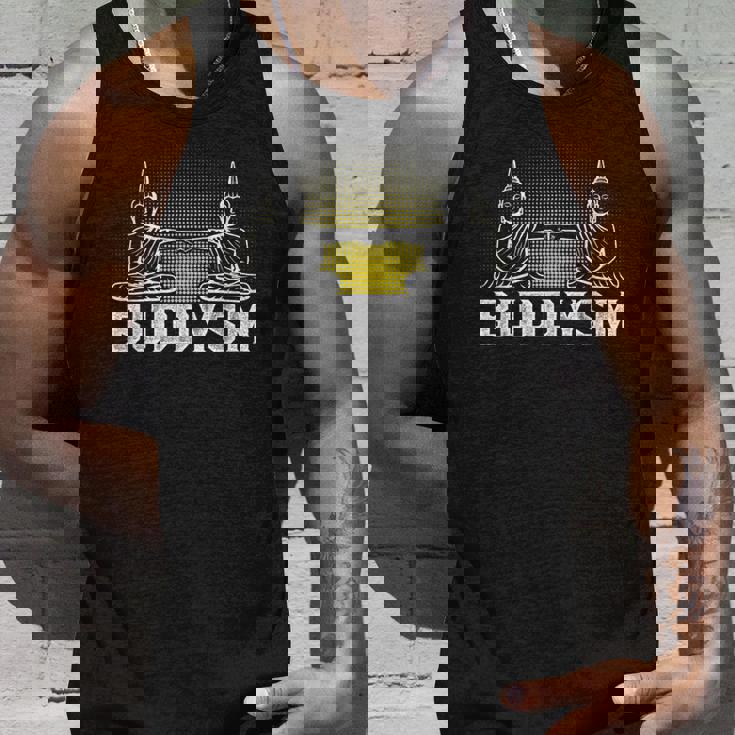 メンズ バディフィストバンプバディズム仏教フレンズハッピーブッダ タンクトップ 彼への贈り物