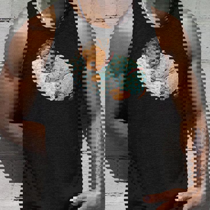 パジャマで寝ているかわいいボストンテリア犬就寝アート 長袖tシャツ タンクトップ 彼への贈り物