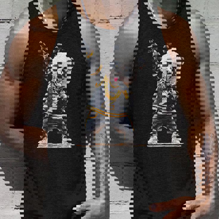 パンダ ホールドマイク 歌う ダンス 動物 グラフィック パンダ タンクトップ 彼への贈り物