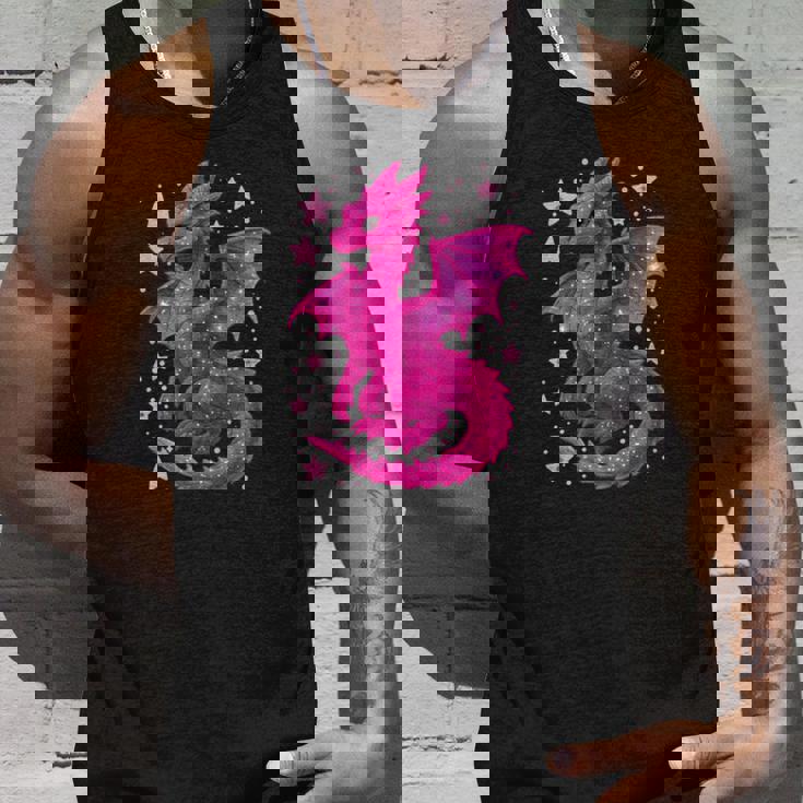 ピンクファンタジー ドラゴンと星 長袖tシャツ タンクトップ 彼への贈り物