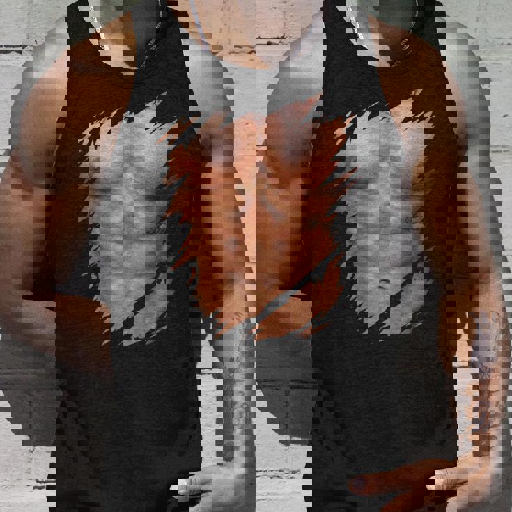 メンズ フェイク マッスル 破れた胸 腹筋 6パック タンクトップ 彼への贈り物