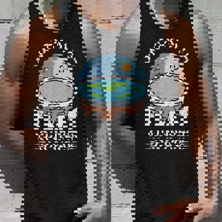 フラットアースデザインのアイデア 一度行けばフラット陰謀論 タンクトップ 彼への贈り物