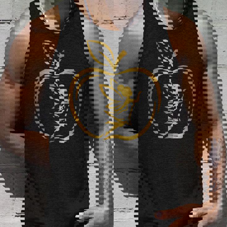 フルーツりんごフレーム 妖精のシルエット ラインアート イラスト 曲線 オリジナルデザイン リンゴ好き フルーツ タンクトップ 彼への贈り物