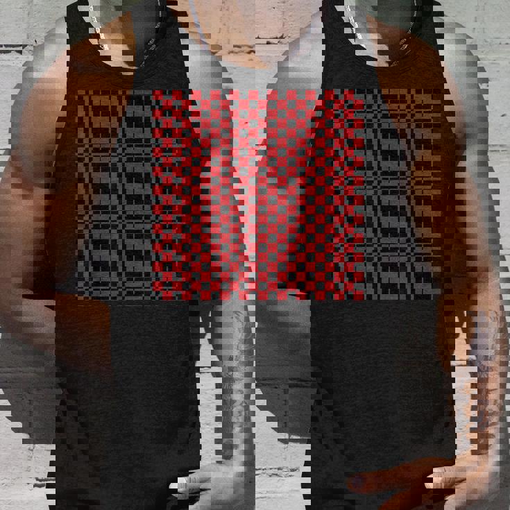 ブラック、レッド、チェッカーボードスクエアパターン、チェックデザイン。 タンクトップ 彼への贈り物