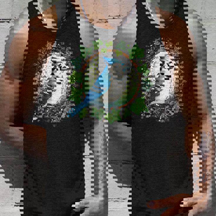 ブルージェイとイングリッシュアイビーバードアートブルージェイズイラスト タンクトップ 彼への贈り物