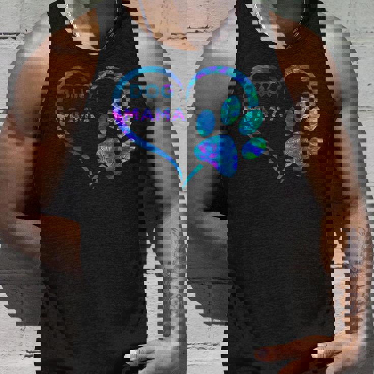 ブルーティールパープル ドッグママと足跡プリント ハート 犬 ママ タンクトップ 彼への贈り物