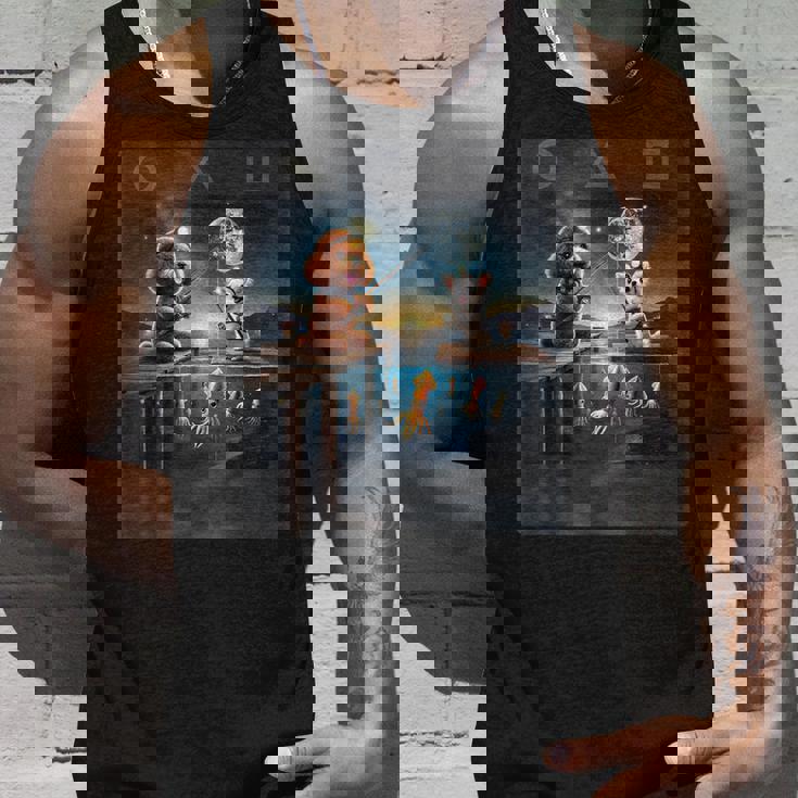 プードルとチワワのユニークなイカ釣りデザイン タンクトップ 彼への贈り物