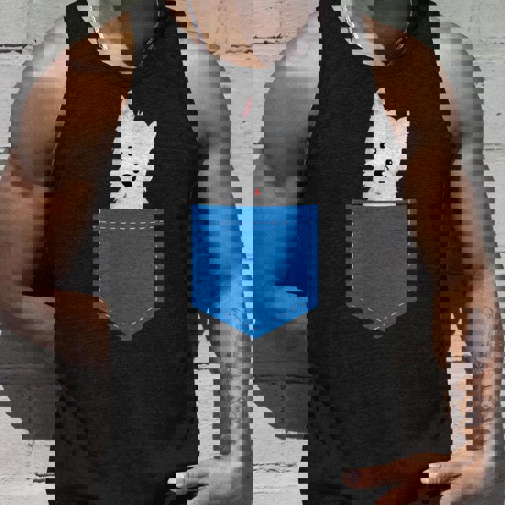 ポケットに犬のウェスティ犬テリアフロントポケット胸 タンクトップ 彼への贈り物