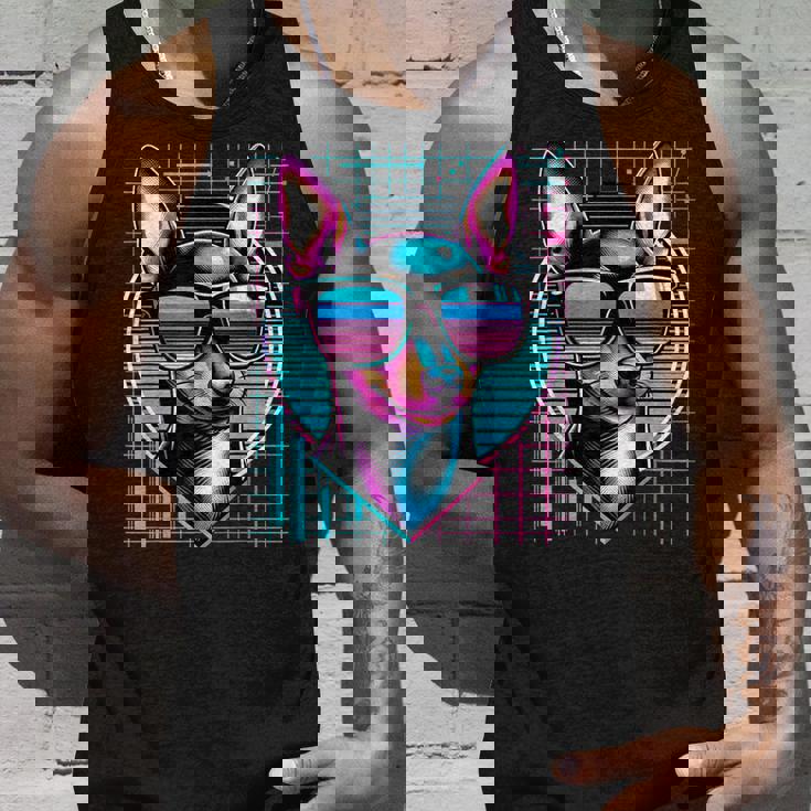 メンズ レディース ミニピン ヴェイパーウェーブ ミニチュア ピンシャー好き タンクトップ 彼への贈り物