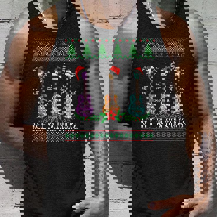 メレカリキマカハワイアンクリスマスウクレレ醜いデザインシャツ タンクトップ 彼への贈り物