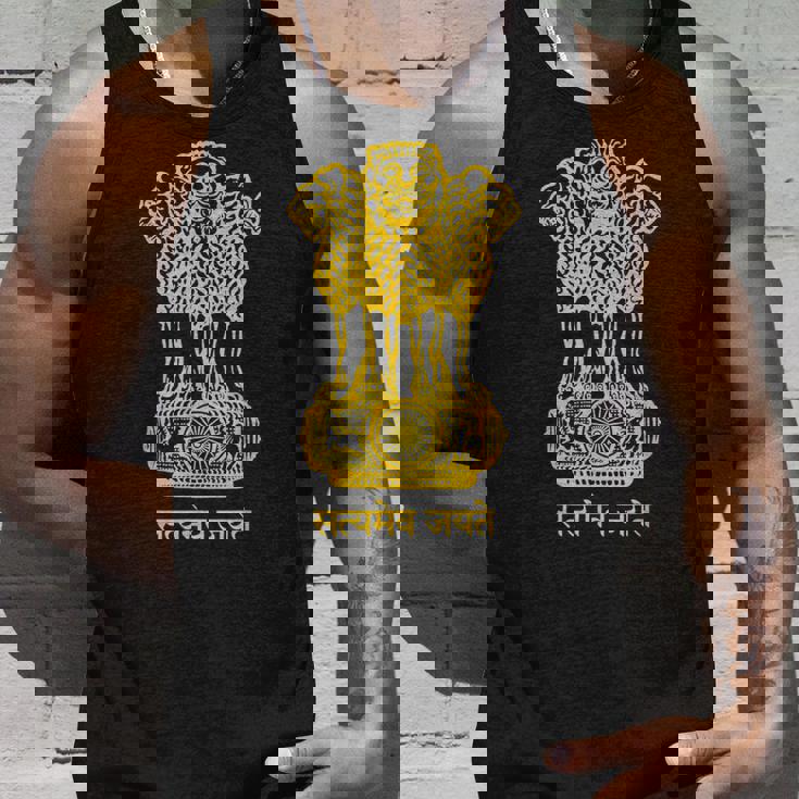 ライオンエンブレム インド国旗 ヒヌ ヒンディー語 デリー ムンバイ タンクトップ 彼への贈り物