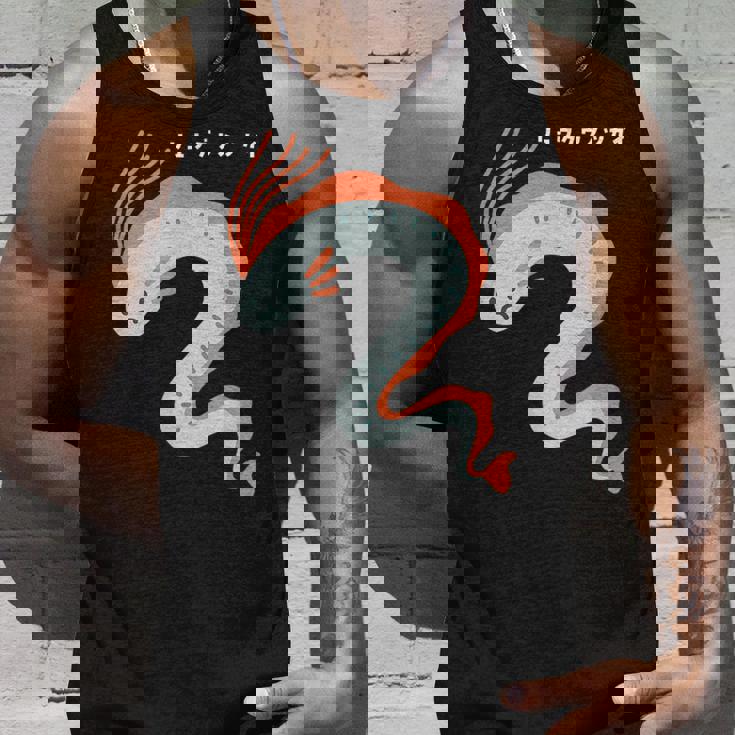 リュウグウノツカイ Oarfish イラスト ゆるい 簡単 おもしろ かわいい 人気 深海魚 伝説の深海魚 タンクトップ 彼への贈り物